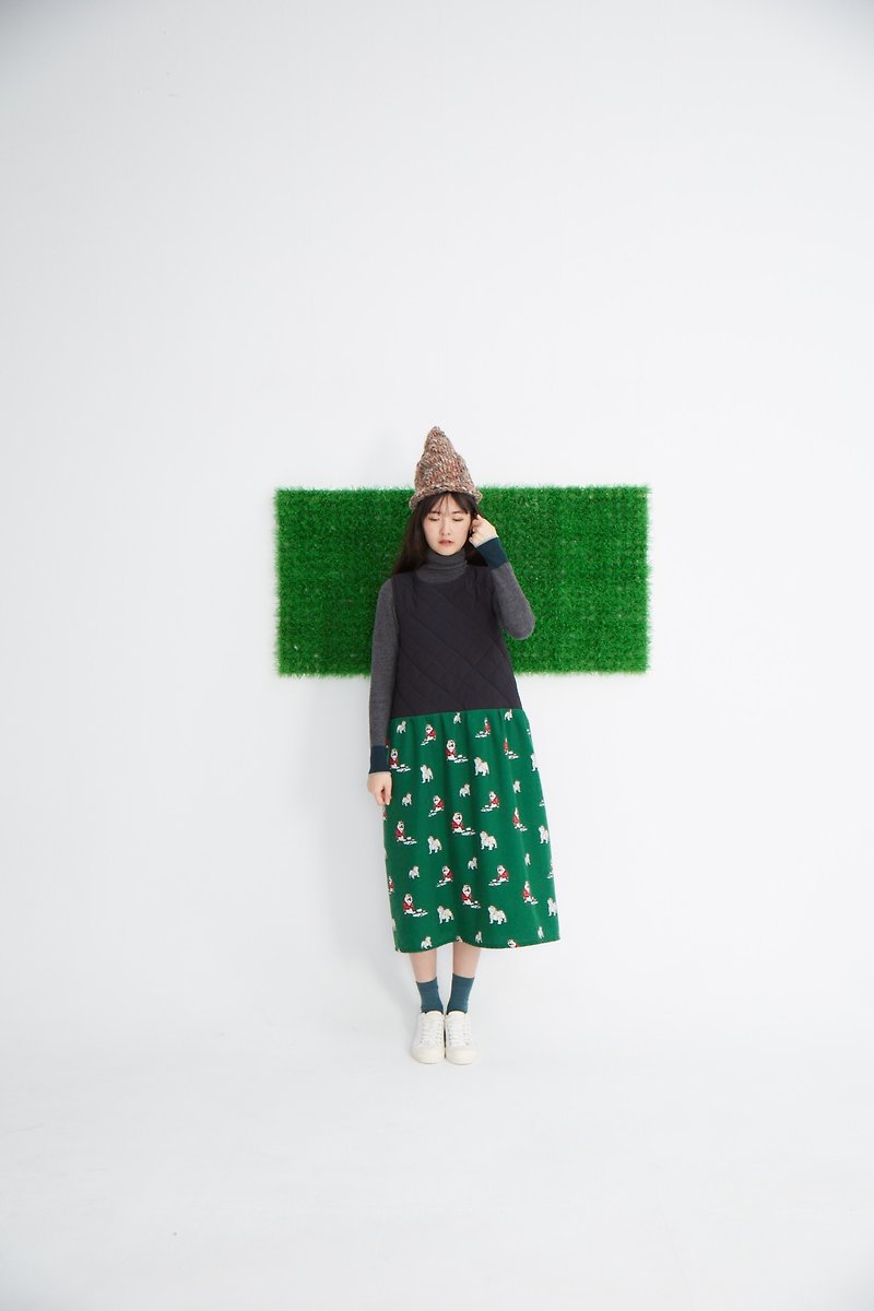 Skirt (Green Dog Christmas section) - One Piece Dresses - Other Materials Green