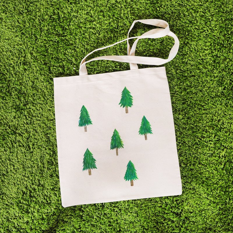 [Eggs] tree forest plant vintage hand-painted canvas - Messenger Bags & Sling Bags - Cotton & Hemp White