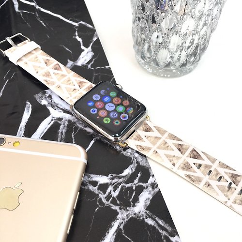 UltraCase Apple Watch Series 1 - 5 粉金色三角圖案手錶帶 38 40 42 44 mm