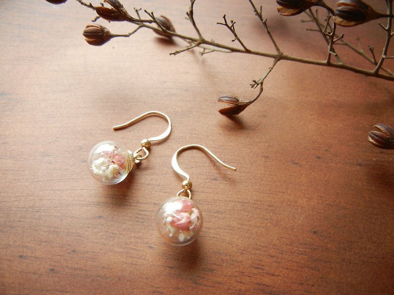 *coucoubird*glass pink earrings / hanging paragraph - Earrings & Clip-ons - Glass Pink