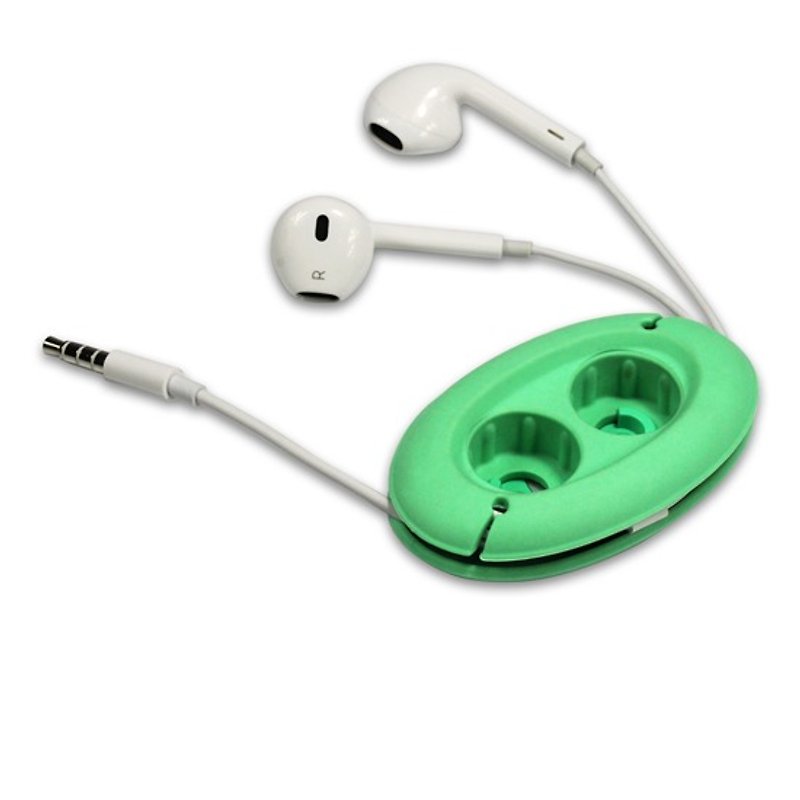 MH2 高音質耳塞式重低音3.5mm耳機收納組(綠色)/含創意強力磁扣 - 耳機保護套/殼 - 塑膠 綠色