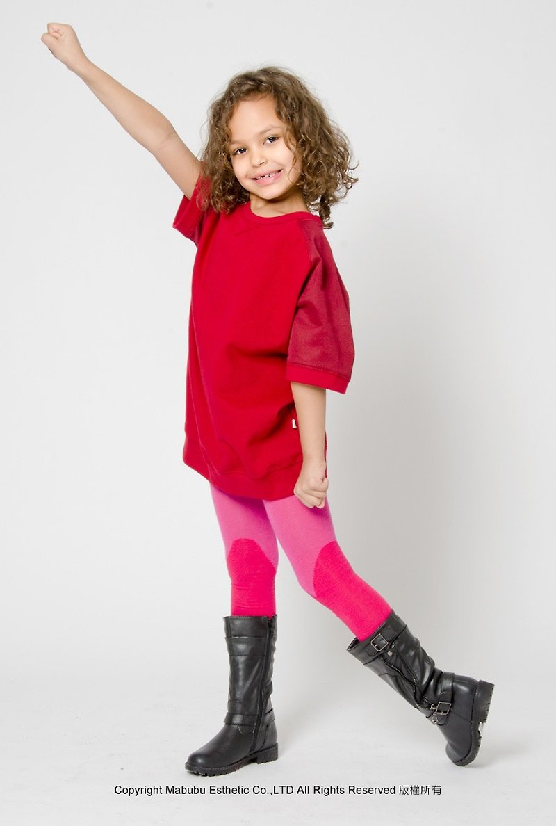 [Swedish children's clothing] French cotton pantyhose 1-8 years old French-made Peach/red - ถุงเท้าเด็ก - ผ้าฝ้าย/ผ้าลินิน สีแดง