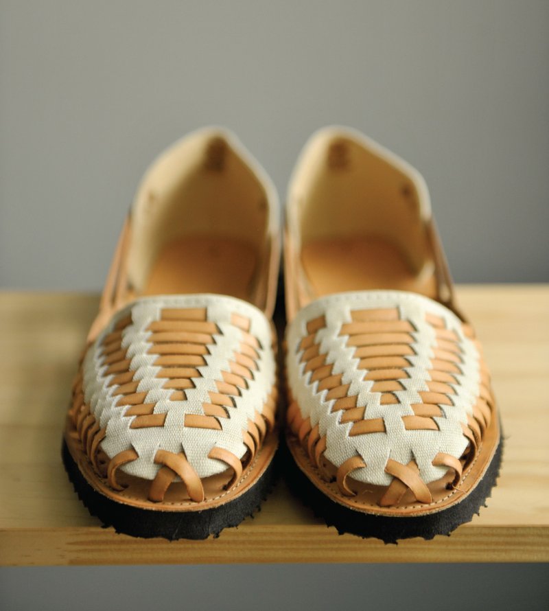 Ix Style Woven Leather Huarache Sandal in Beige 手工編織涼鞋 - 米白色 US 4 - 涼鞋 - 真皮 白色