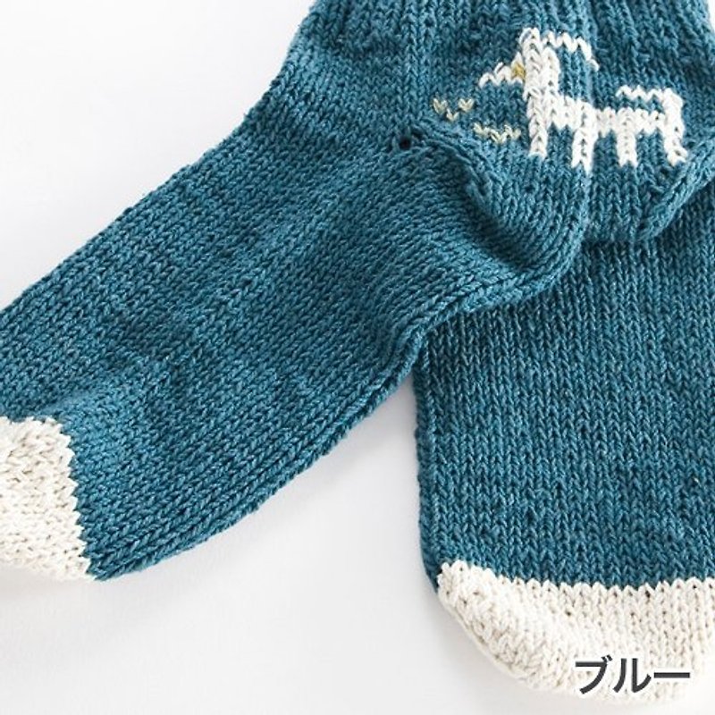 地球樹fair trade-2013 春季新品「襪子系列」- 手編棉 (羊駝 圖樣)襪子 藍色