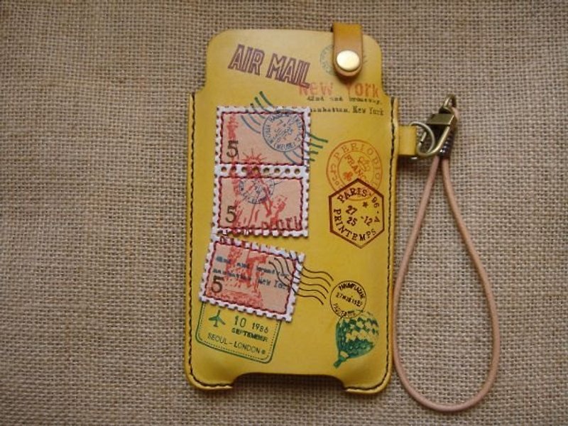 ISSIS-Travel Together-Handmade Phone Case - Phone Cases - Genuine Leather Yellow