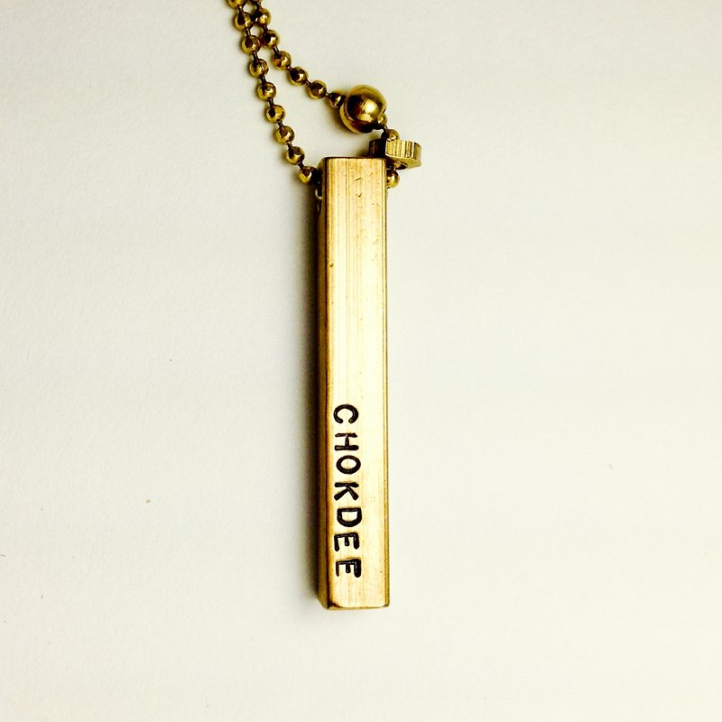 ●Good luck small Bronze bars. Bronze lettering necklace - [Customization] hand knocked series of letters ◆ Sugar Nok ◆ Bronze necklace - Necklaces - Other Metals Gold