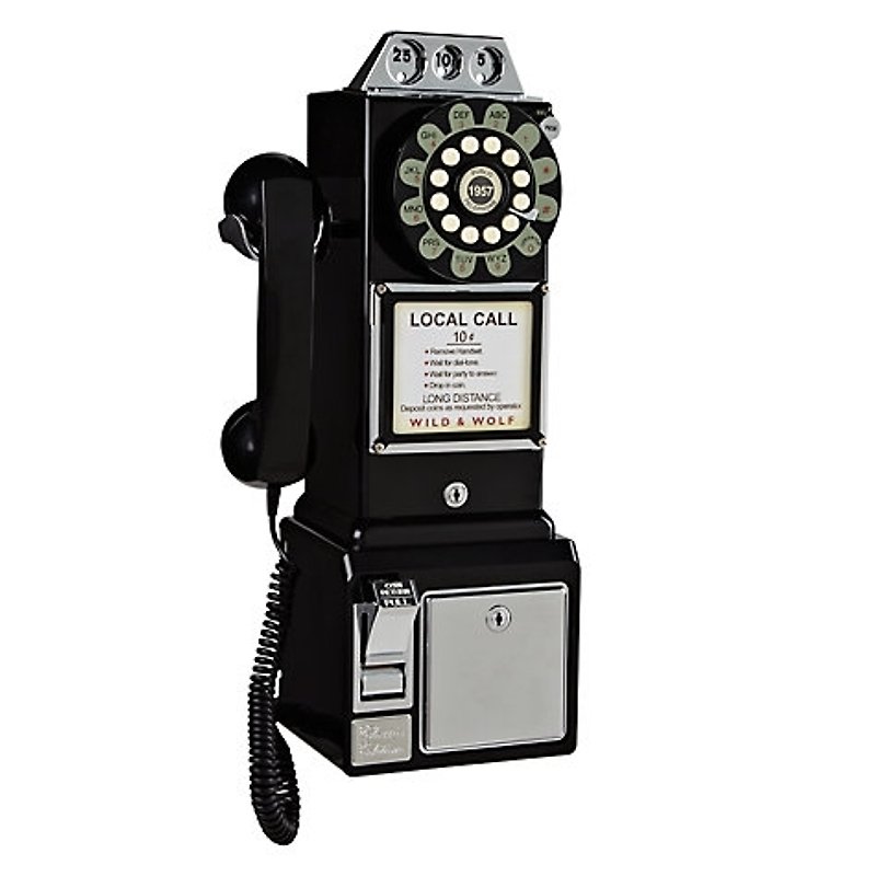 SUSS-UKインポート1950アメリカンスリーコインスロットレトロ電話/壁掛けインダストリアルスタイル-ブラックスポット - その他 - プラスチック ブラック