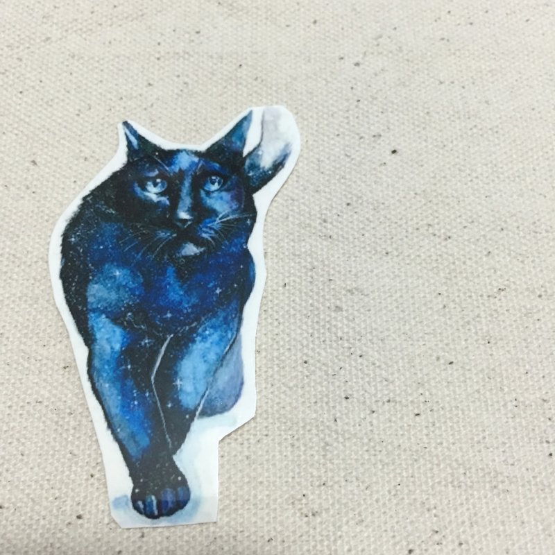 星空貓咪 紋身貼紙 (Galaxy Cat Tattoo Sticker) - 紋身貼紙/刺青貼紙 - 防水材質 藍色