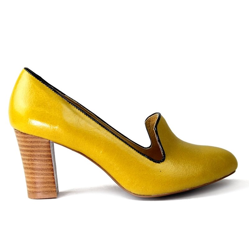 樂福高跟鞋 - Women's Casual Shoes - Genuine Leather Yellow