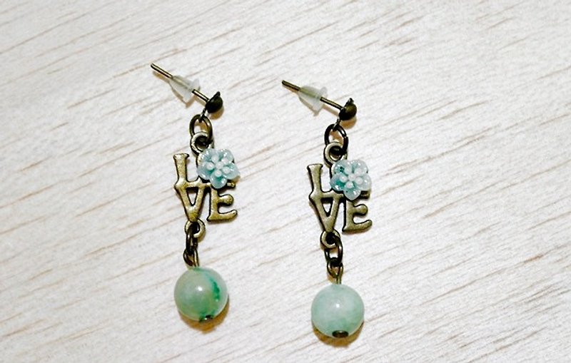 Alloy * LOVE U * _ pin earrings - Earrings & Clip-ons - Other Metals Green
