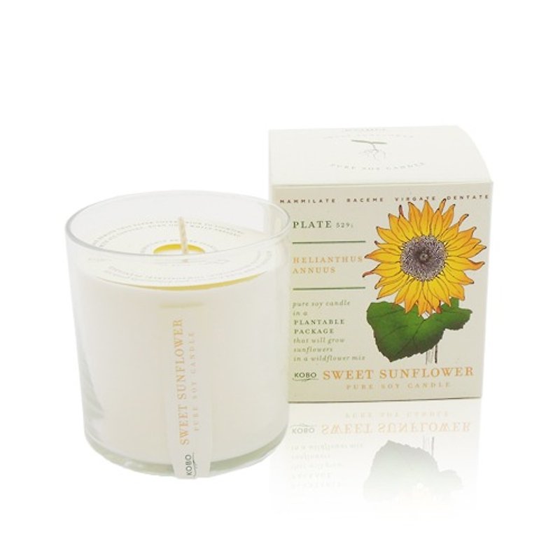 [KOBO] American Soybean Oil Candle-Sweet Heart Sunflower (280g / burnable 60hr) - Candles & Candle Holders - Wax White