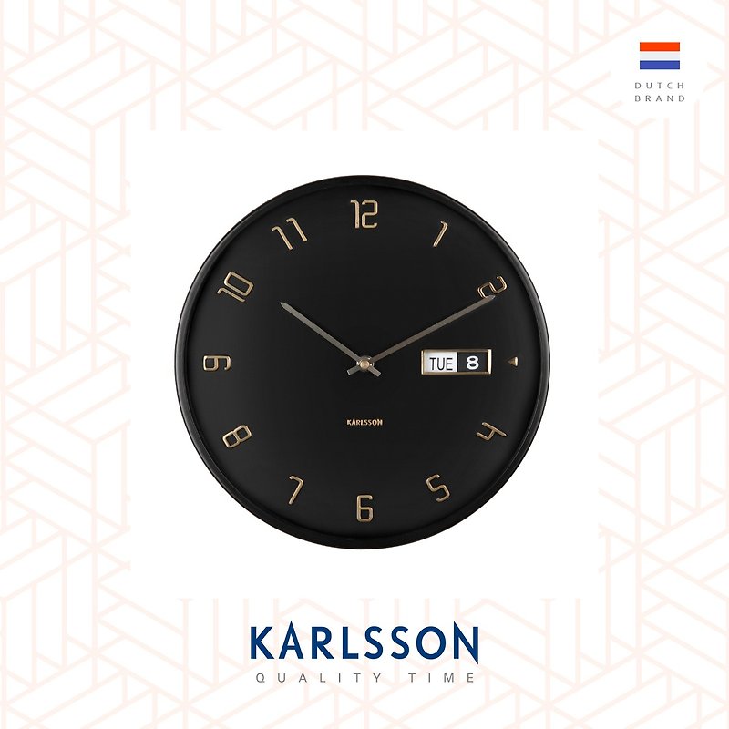 荷蘭Karlsson, Wall clock Data Flip black 黑色數字日期掛鐘 - 時鐘/鬧鐘 - 其他金屬 黑色