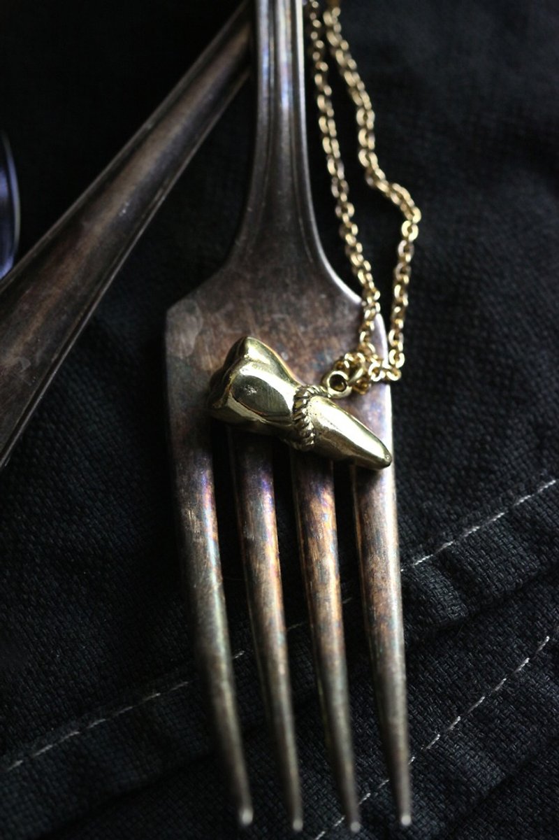 A Tooth Charm Necklace by Defy / Original Brass Handmade Jewelry - Necklaces - Other Metals Gold