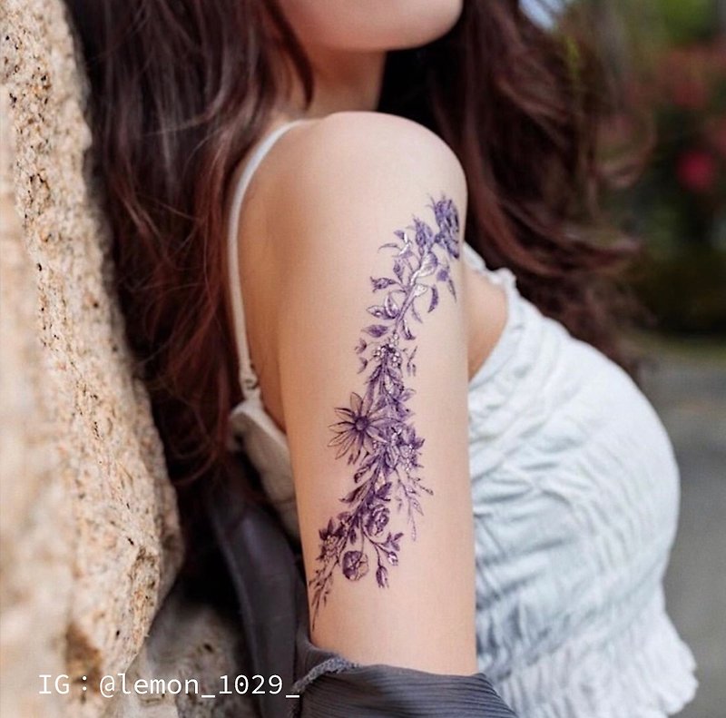 花圈手環(金)-2入紋身貼紙 原創手繪設計 - Temporary Tattoos - Paper Purple