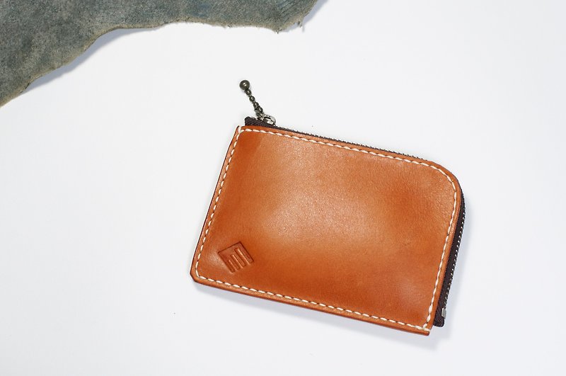 Leather underground studio - brown tanned L Short clips - Wallets - Genuine Leather Brown