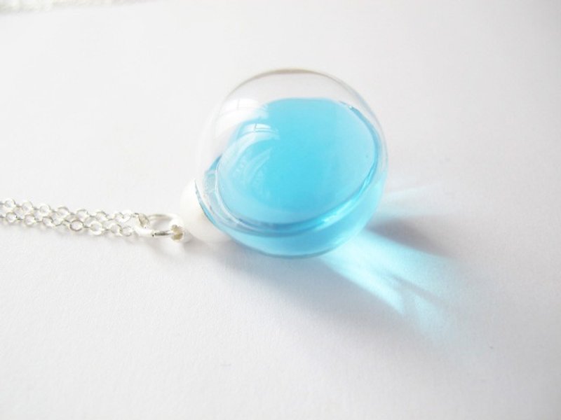 * Rosy Garden * sky blue jelly crystal ball Necklace - Necklaces - Glass Blue