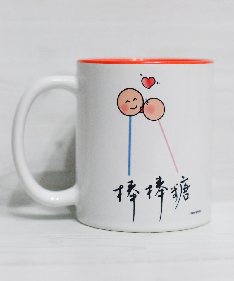 [Mug] Lollipop (customized) - แก้วมัค/แก้วกาแฟ - เครื่องลายคราม สีแดง