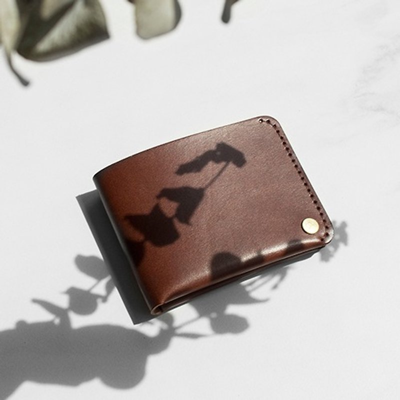 [Customized Gift] Leather Handmade Diy Set - Short Clip/Brown (Free Custom Lettering) - เครื่องหนัง - หนังแท้ 