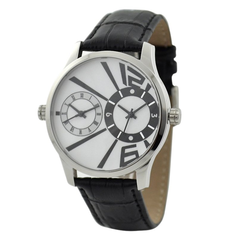 Dual Time Watch-Free Shipping Worldwide - นาฬิกาผู้ชาย - โลหะ สีเทา