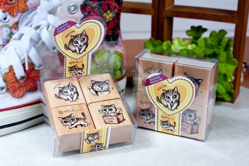 Four into the stamp set - Classical Cats - Stamps & Stamp Pads - Wood 