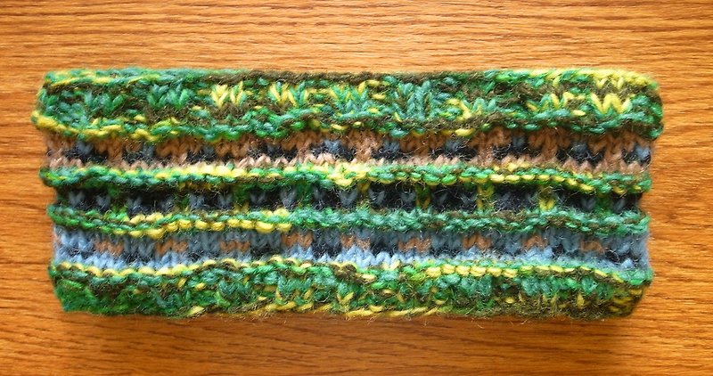 羊毛手工編織頭帶/髮帶 草綠 - 髮帶/頭箍 - 羊毛 綠色