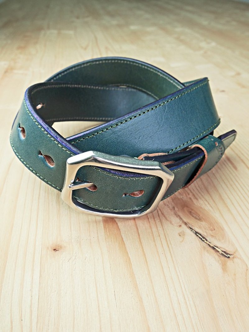 Chainloop self-made and custom-made plain cowhide wide leather belt - อื่นๆ - หนังแท้ 