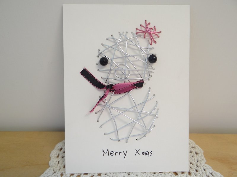 Super Tactile Aluminum Wire Three-dimensional Christmas Card~Merry Christmas Little Snowman - Cards & Postcards - Paper Multicolor