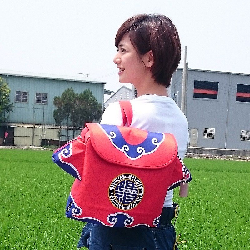 Embroidery of Matsu bag - กระเป๋าแมสเซนเจอร์ - วัสดุอื่นๆ สีแดง