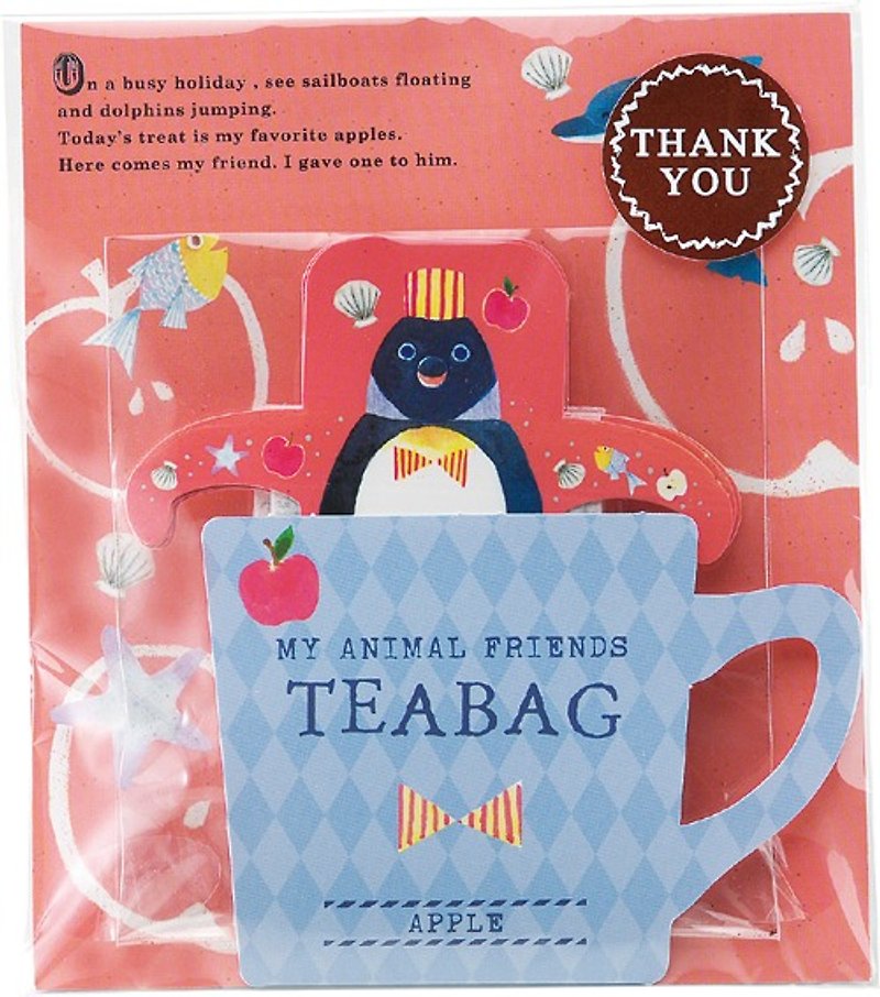 [Japanese TOWA black tea] THANK YOU series cute animal hanging black tea bag - Apple taste (small penguin) - ชา - อาหารสด สีแดง