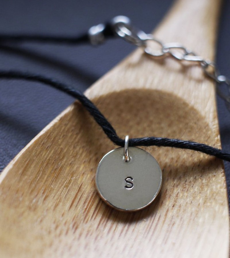 925 Sterling Silver-Customized Letter & Number Necklace-9mm Round (Leather Cord) - สร้อยคอ - โลหะ ขาว