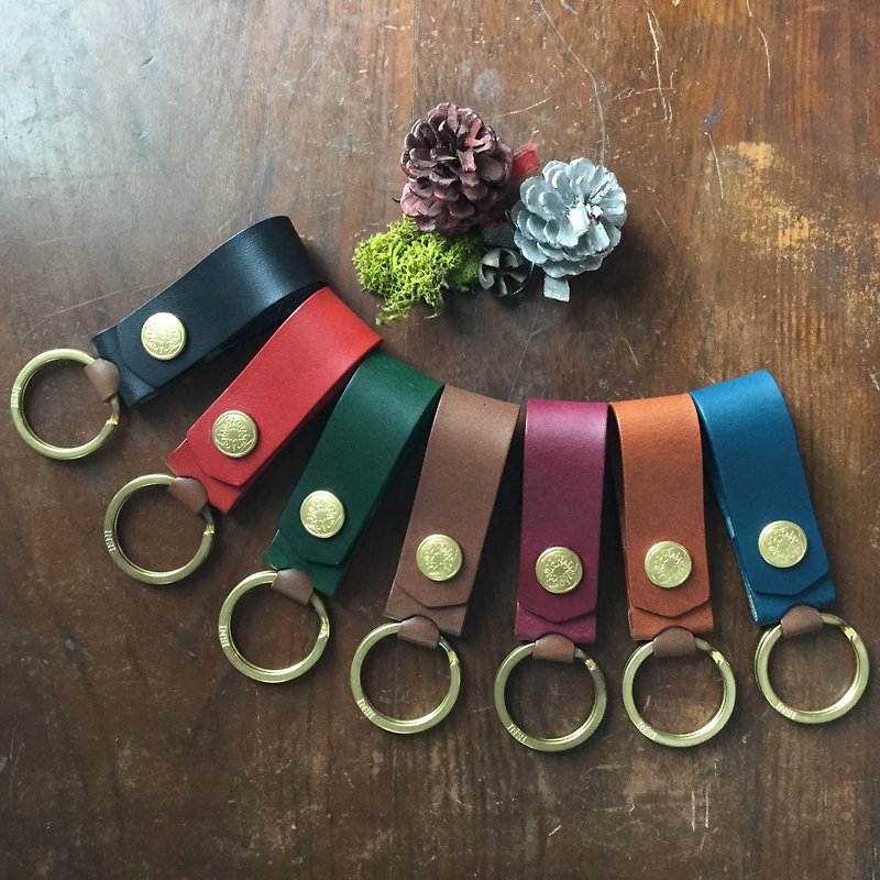 isni Hide love key ring  6 colors design/free imprint 8 letter/handmade leather - Keychains - Genuine Leather Multicolor