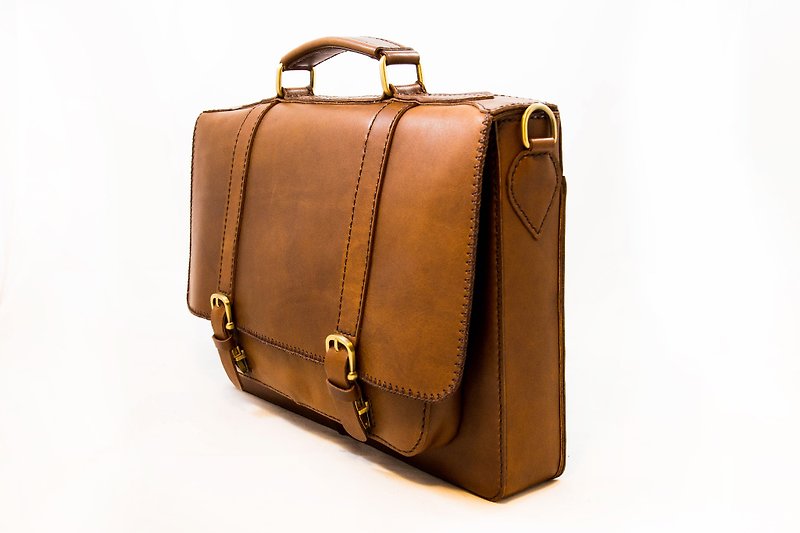 羅Wangzi色の革のオフィスパッケージ（トリーバッグ） - ブリーフケース - 革 ブラウン