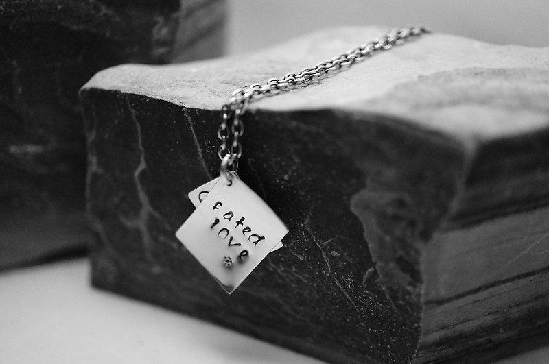 【janvierMade】Sterling Silver Words Pendant and Necklace  / Handmade Words Pendant and 925 Sterling Silver Necklace - Necklaces - Other Metals White