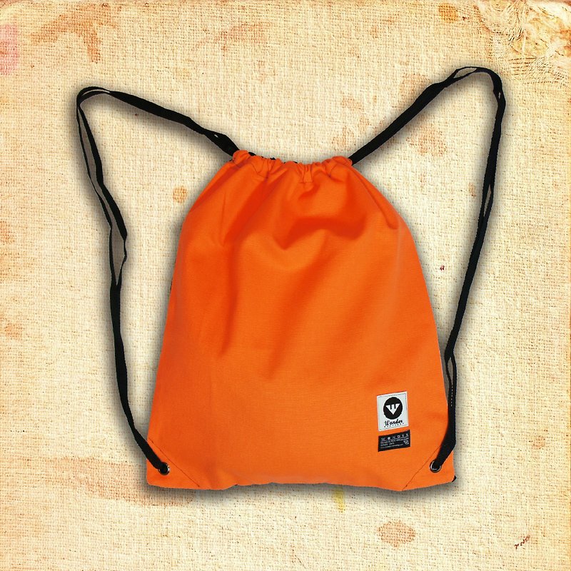 [Vitality Orange] 活力歐崙橘 手工 帆布 束口袋 - 水桶袋/索繩袋 - 其他材質 橘色