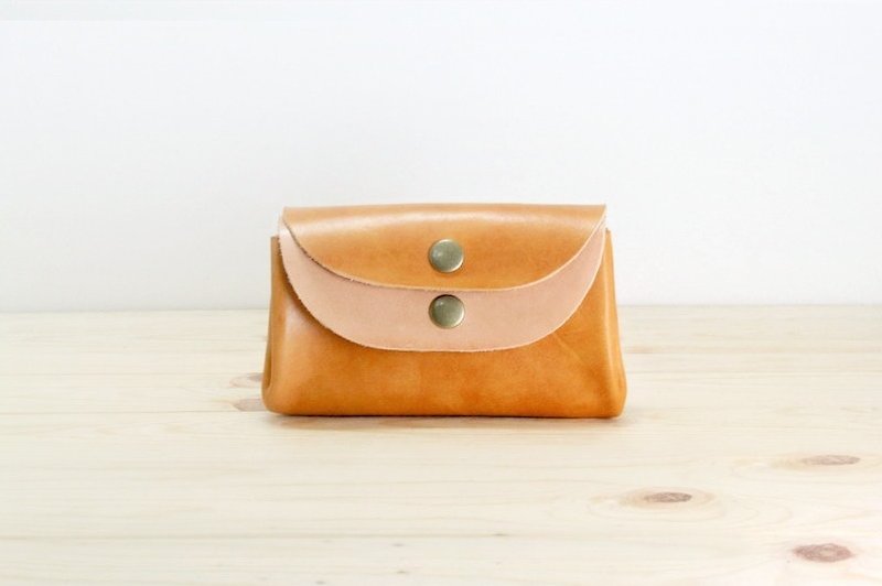 Two Tone Coin Purse / Storage Pouch - Coin Purses - Genuine Leather Gold