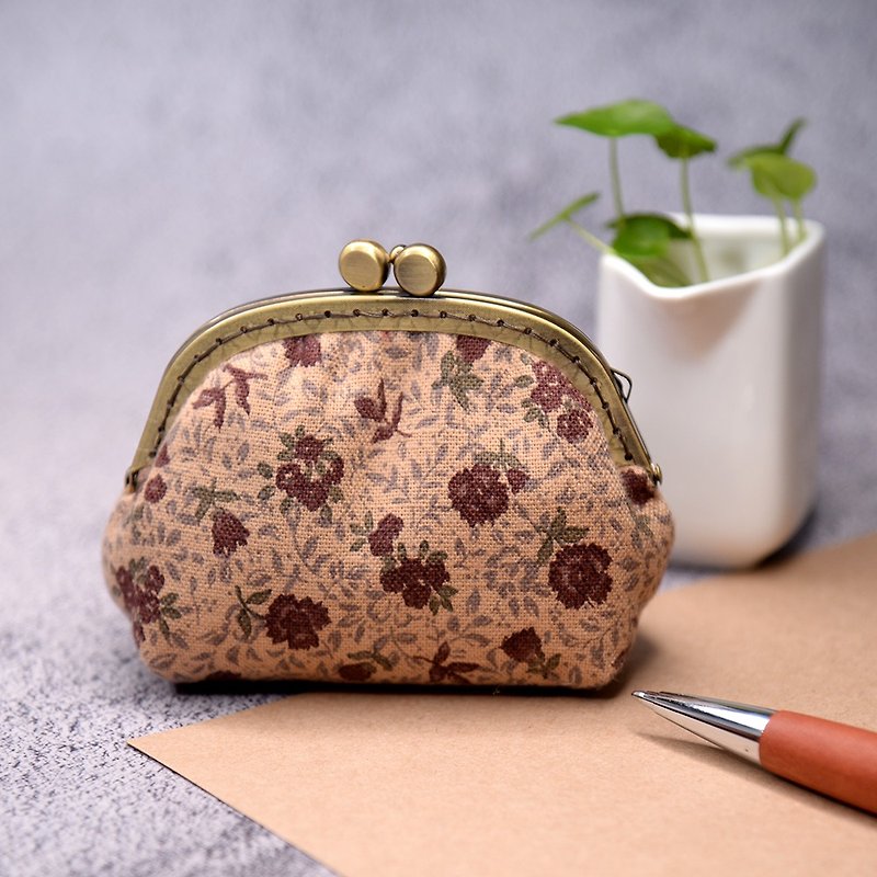 [Only one] Classical flower gold coin purse - Coin Purses - Cotton & Hemp Gold