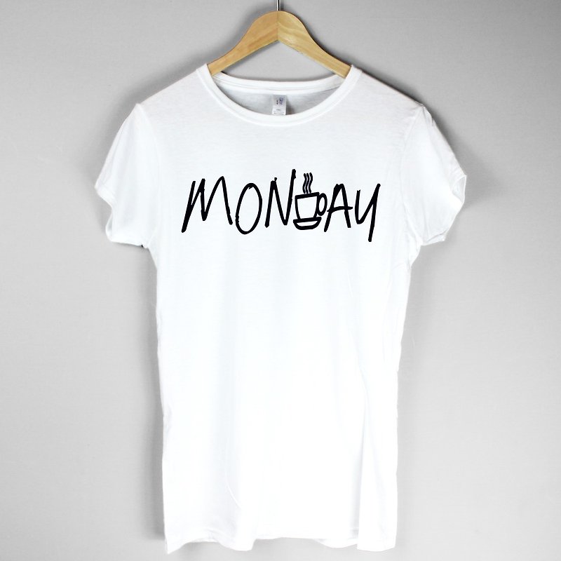MONDAY COFFEE DAY女生短袖T恤-2色 星期一 咖啡 日 鬍鬚 文青 藝術 設計 時髦 文字 時尚 hipster - 女 T 恤 - 其他材質 多色