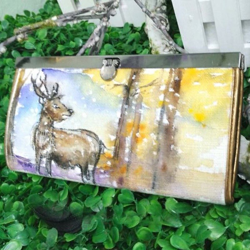 [Double Queen] such as deer heart painted Silver package - custom-made (QW0002) / Hong Kong illustrator / long wallet / hand-painted craft / gift Gospel / extra delivery: packing boxes - Wallets - Other Materials Multicolor