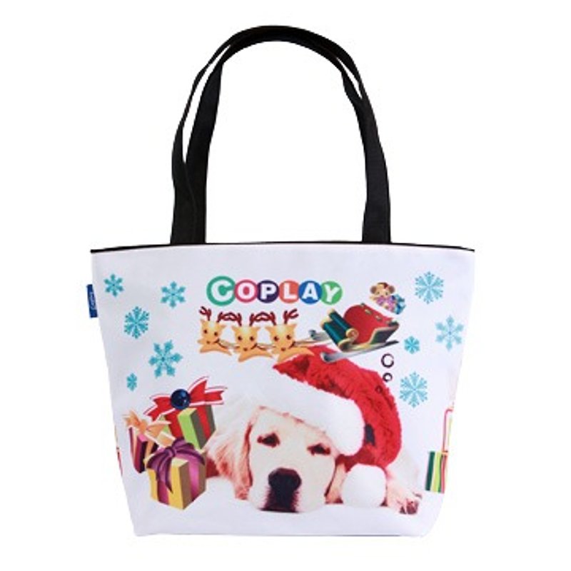 COPLAY  tote bag-Chrismas dog-Black handle - กระเป๋าแมสเซนเจอร์ - วัสดุกันนำ้ สีแดง