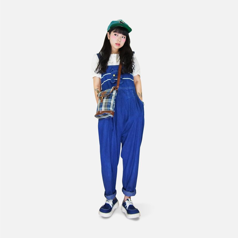 A‧PRANK: DOLLY :: VINTAGE Winnie the retro cowboy denim sling midfielder drawstring trousers - Overalls & Jumpsuits - Cotton & Hemp Blue