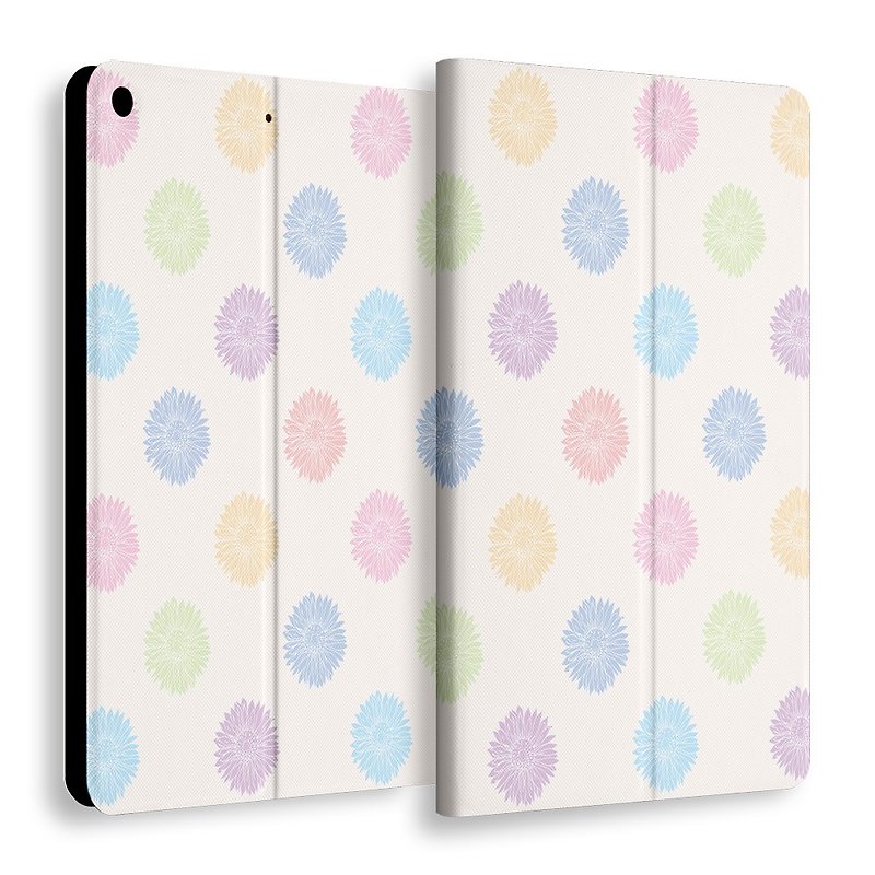 AppleWrok iPad Air Sun Flower Flip Leather Case-Colorful Sun Flower PSIBA-036 - เคสแท็บเล็ต - หนังแท้ ขาว