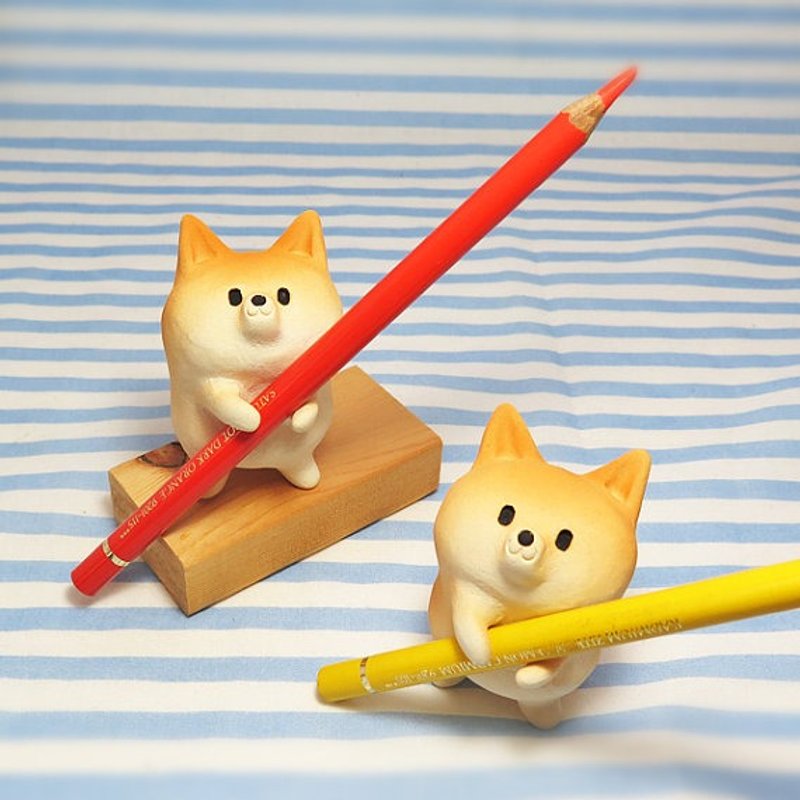 Shiba Inu figurine of Ceramics "Hard working Shiba" - 擺飾/家飾品 - 其他材質 