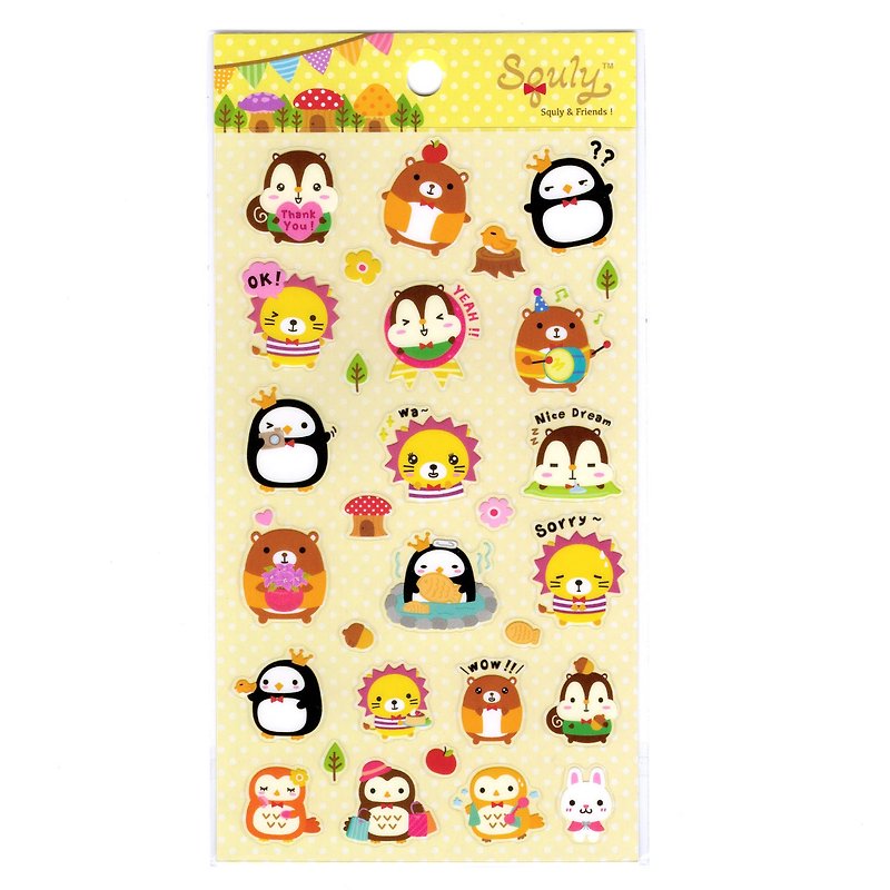 Squly & Friends Happy Forest Theme Sticker (E008SQS) - สติกเกอร์ - พลาสติก สีส้ม