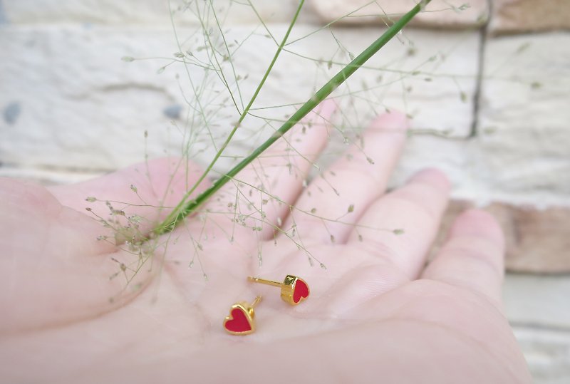 Mini Love Earrings Clip-On Valentine's Day Gifts Wedding Gifts - ต่างหู - วัตถุเคลือบ 