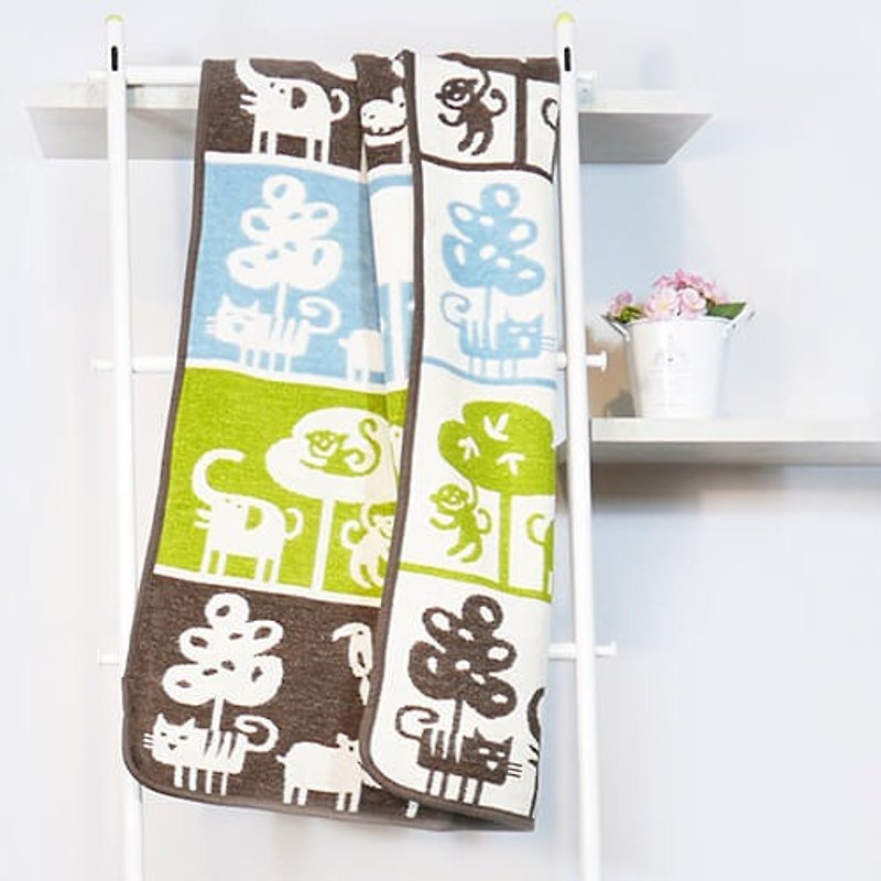 【彌月禮】瑞典Klippan有機棉暖暖毯--可愛動物園 (咖啡) - 被/毛毯 - 棉．麻 咖啡色