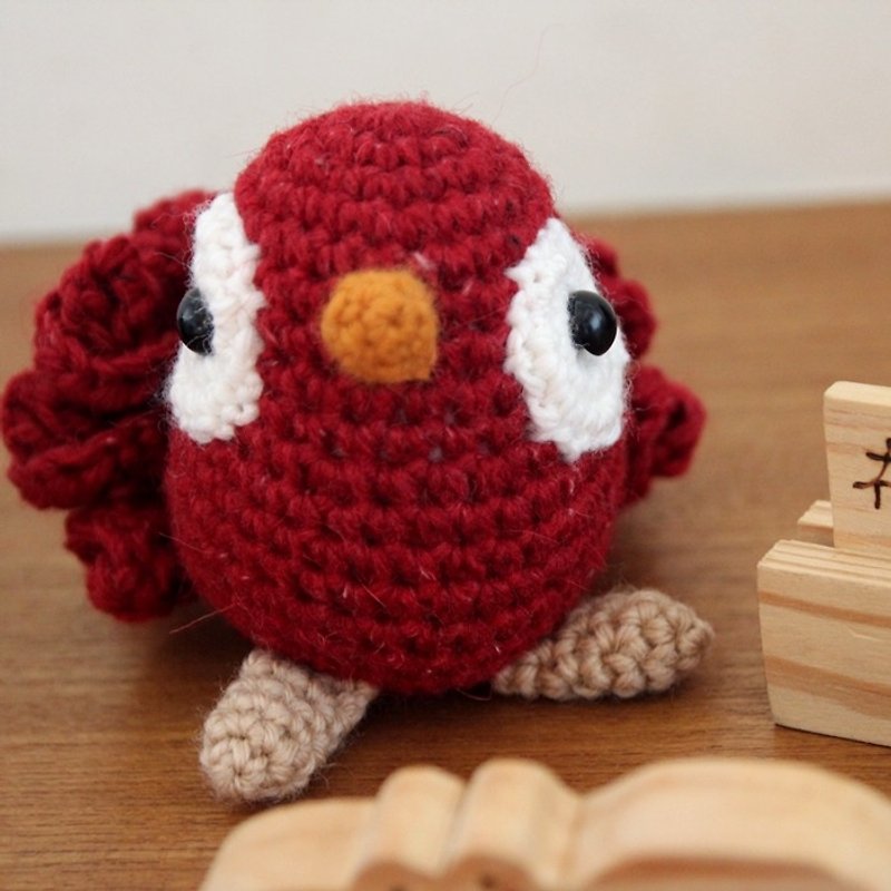 Amigurumi crochet doll: Gorgeous bird, red bird - Stuffed Dolls & Figurines - Polyester Red
