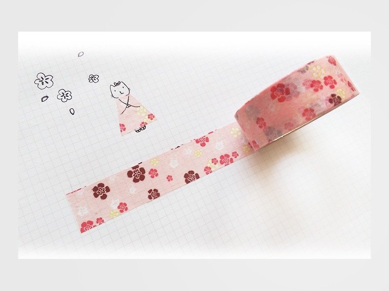 Uesugi Flower Customized Gift/Warm Flower/Japanese Paper Tape - มาสกิ้งเทป - กระดาษ สีแดง