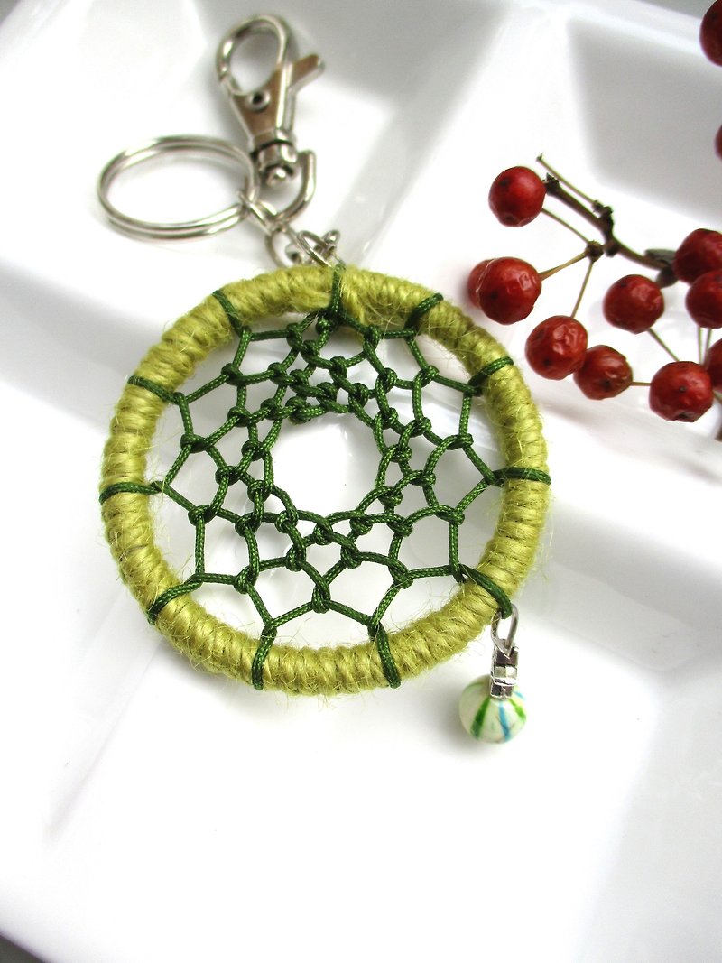 小風箏-捕夢網鑰匙圈-橄綠 - 鑰匙圈/鎖匙扣 - 其他材質 綠色