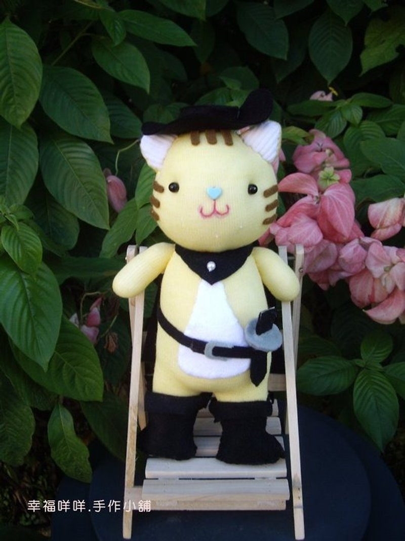 Cat swordsman sock doll - ตุ๊กตา - ผ้าฝ้าย/ผ้าลินิน 