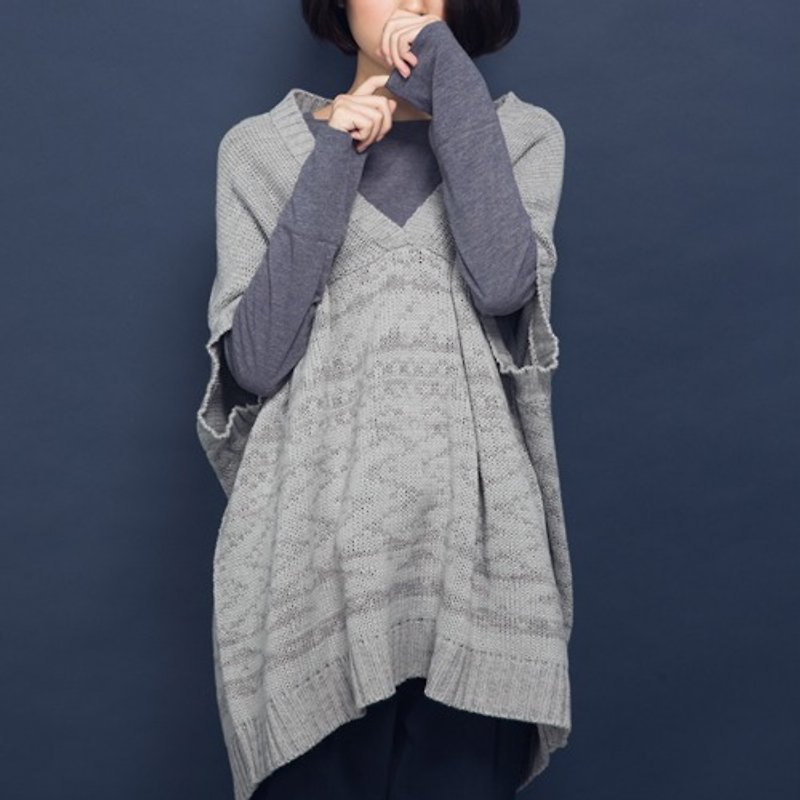 Rain stagnant time knit smock coat - gray clouds - Women's Sweaters - Other Materials Gray